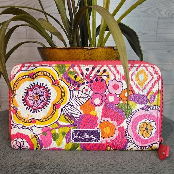 Vera Bradley Pink and Yellow Floral Wallet - Picture 1 of 10